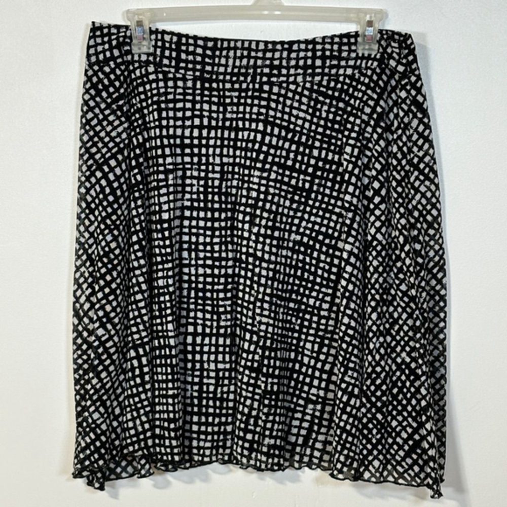 Pendleton Petite Black and White Checkered Skirt Women’s Size 16 Side Zipper